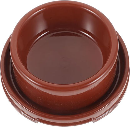Plastic Pet Feeding Bowl and Water Dish, Brown Pp Dog Food Holder, Indoor Single Round Pet Feeder Bowl for Puppies and Dogs