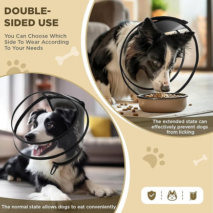 Dog Cone Collar for After Surgery,Transparent Dog Cones Alternative for Small Large Medium Size Dogs,Adjustable Depth Pet Recovery Collars,Elizabethan Collar for Dogs Stop Licking Wound(S)