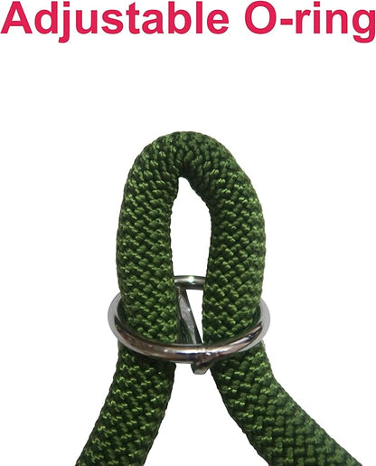 Braided Round Martingale Dog Collar, Training Collar with Slidable Stop Ring - Ideal for Large Dogs (XL(1/2") - 26" Long, Dark Green)