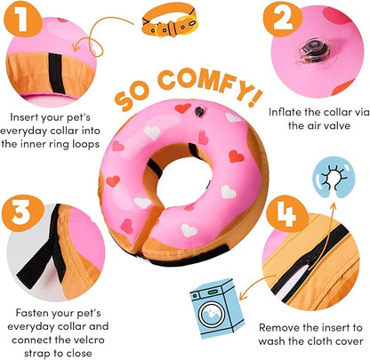 BENCMATE Inflatable Dog Cone Collar Alternative, Soft Dog Cone for Small Medium Large Dogs and Cats, Neck Recovery ECollar Donut Collar After Surgery (XLarge, HeartShape)