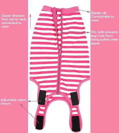 Dog Recovery Suit Post Surgery Shirt for Puppy,Small Female Spay Wound Protective Suit,Pink XS
