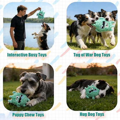 Plush Squeaky Dog Toy, Crinkle Stuffed Dog Toy Keep Them Busy Tug of War Birthday Dog Chew Toy for Small Medium Large Dogs (Light Green)