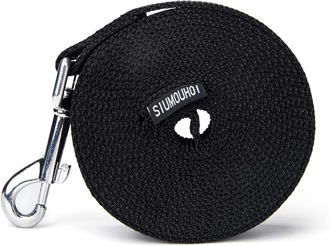 Strong Durable Nylon 10ft Long Dog Training Leash, Traction Rope, 1 Inch Wide, for Small and Medium Dog (Black, 10 Feet)