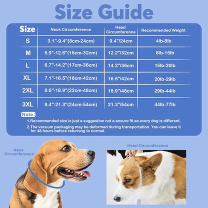 IDOMIK Dog Recovery Collar, Waterproof Soft Dog Cone After Surgery, Comfy Protective Elizabethan Collar Alternative for Dogs Cats, Adjustable Pet Neck Donut Cone Anti-Licking Biting Wounds,Navy,S