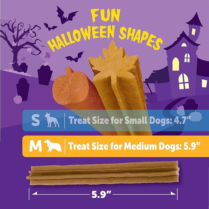 Wellness WHIMZEES Fall Dog Dental Treat, Autumn Halloween Seasonal Gift, Chews, Freshens Breath, Medium Size, 6.3 oz Bag, 6 Count