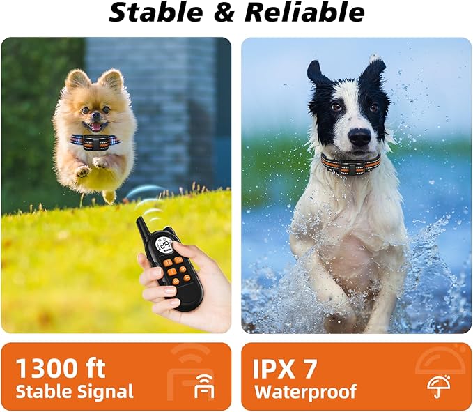 Tiniest Dog Shock Collar, Lightest Dog Training Collar with Remote for Small Dogs 5-30lbs & Medium Large Dogs/Puppies, Waterproof, Rechargeable, 1300ft Range (Orange&Ultra Tiny)