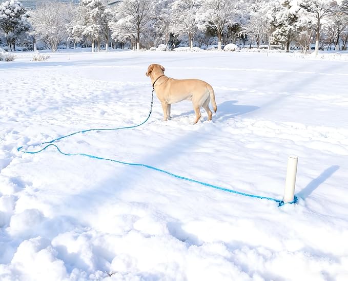 15FT Tie Out Rope Dog Lead, 3/8" Thick Long Dog Tether Nylon Check Cord for Medium Large Dogs Outdoor Camping Backyard of Leash Training Tie Down (Blue)