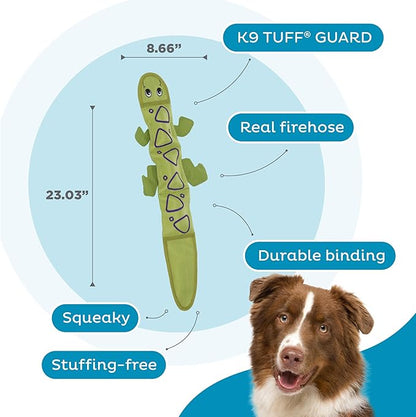 Outward Hound Fire Biterz Green Lizard Plush Firehose Material Interactive Dog Toy, Large