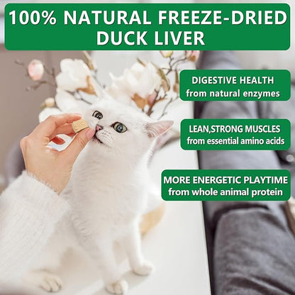 JADINGSFRM Freeze Dried Duck Liver Dog & Cat Treats, High Protein Single Ingredient, All Nature Raw, Grain Free, Gluten Free, Dog Treats for Training and Food Topper 8.8 Oz