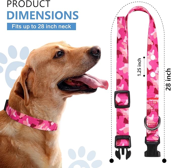 Rhea Rose 1 Inch Replacement Collar Strap Shock Collar with 2 Holes, Compatible with Nearly All Brands and Models of Underground Electric Dog Fences and Training Collars, Pink Camo