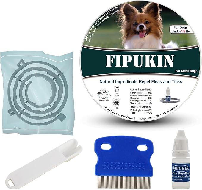 Natural Flea & Tick Collar for Small Dogs | 8‑Month Waterproof Protection, Adjustable Fit | Plant‑Based Formula with Essential Oils