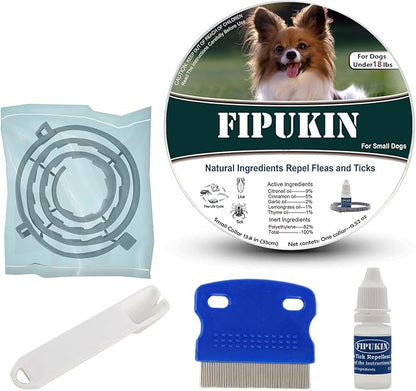 Natural Flea & Tick Collar for Small Dogs | 8‑Month Waterproof Protection, Adjustable Fit | Plant‑Based Formula with Essential Oils