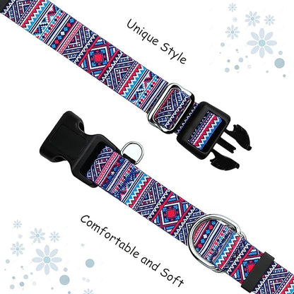 Martingale Collar for Dogs with Buckle No Pull Adjustable Nylon Limited Slip Training Dog Collars (Purple Tribal, Small)