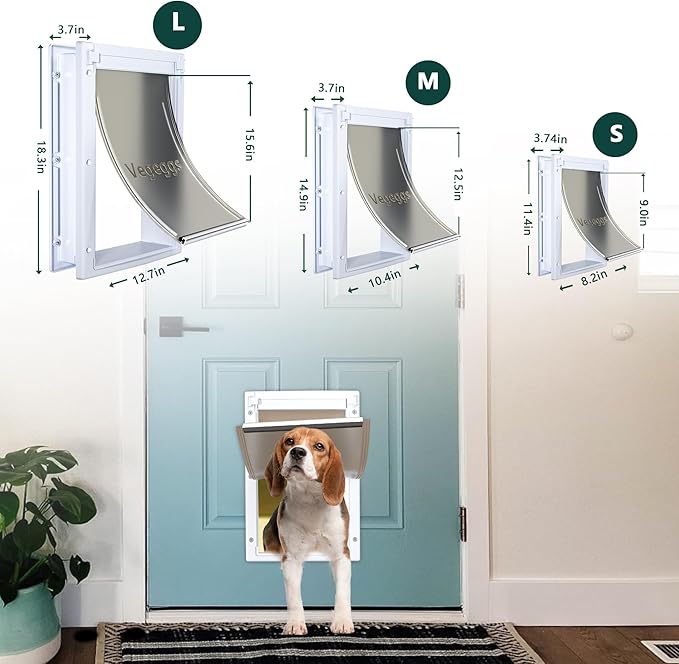 Dog Door Doggy Door Easy Install - Wood & PVC Doors & Walls，Doggie Free Movement & Strong Magnetic Auto-Close & Sliding Lock,Telescoping Frame,8 1/8" x 13 2/5" for Medium Dogs Up to 40 lb