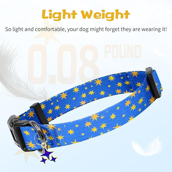 Kazazoo Dog Collar Cute and Soft Nylon Puppy Collar for Boy and Girl, Adjustable Dog Collars for Small Medium Dogs, Blue Sky-S