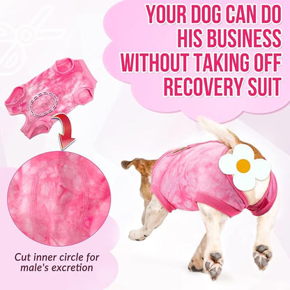 SlowTon Dog Recovery Suit - Surgery Recovery Suit for Female Male Dogs, Dog Onesie After Spay Abdominal Wounds, E-Collar Cone Alternative Prevent Licking Pet Surgical Suit(Pink,S)