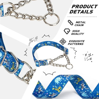 Choke Collar for Dogs - Cartoon Dog Adjustable Training Slip Collar with Chain, Anti Pull Design for Medium & Large Dogs(X-Large)