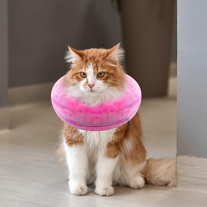 Dog Cone, Uadonile Inflatable Cone Collar for Dogs and Cats, Dog Neck Collar Recovery E-Collar Alternative After Surgery, Elizabethan Collar for Dogs Recovery(Tie-dye Rose Purple, M)