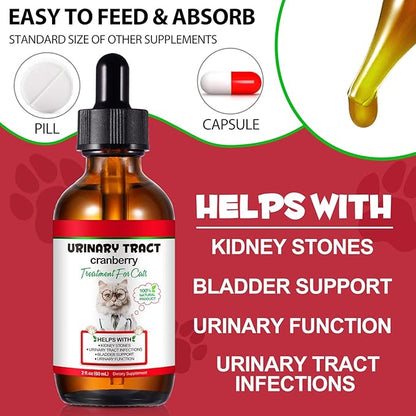 Feline Urinary Tract Health, Cat UTI Remedy, Natural Herbal Supplement 2 fl oz, Supporting Regular Care for Urinary Health