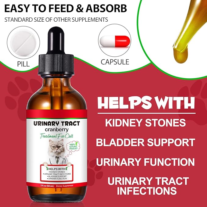 Feline Urinary Tract Health, Cat UTI Remedy, Natural Herbal Supplement 2 fl oz, Supporting Regular Care for Urinary Health