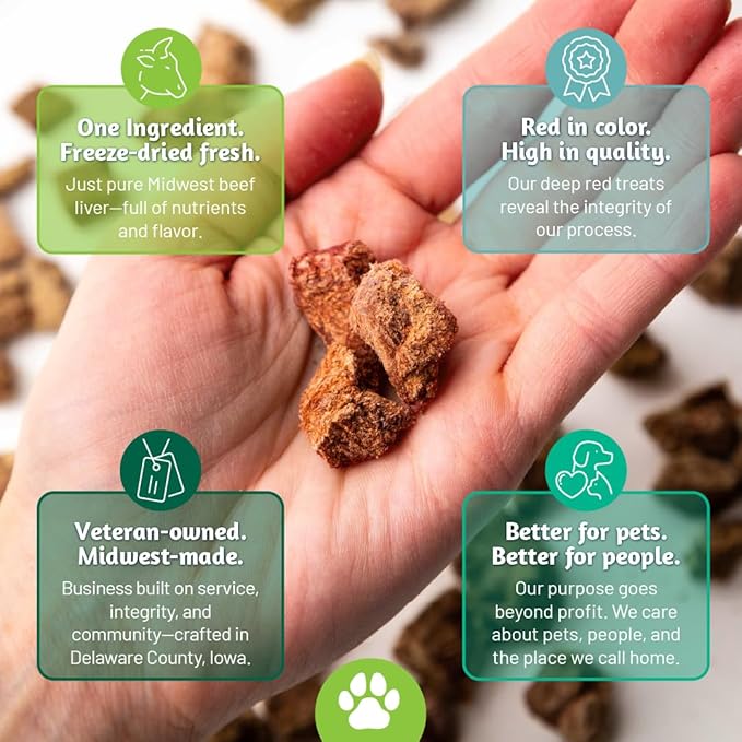 Simplified Freeze Dried Beef Liver Treats for Dogs & Cats – 100% Natural Single Ingredient – High Protein Snack – All Breeds – Made in USA – 4oz Bag (Small size pieces for cats & dogs under 15lbs)