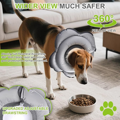 Dog Cone Collar for Large Dogs, Soft Inflatable Dog Donut Alternative After Surgery, Adjustable Protective Pet Recovery Collar, Donut Recovery Collar Prevents Licking for Dogs (Gray, XL)