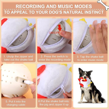 BABORUI Interactive Dog Toys Rooster, Jumping Squeaky Dog Toys with Recording and Music Modes, Rechargeable Moving Dog Chew Toys for Small/Medium/Large Dogs to Keep Them Busy(Rooster)
