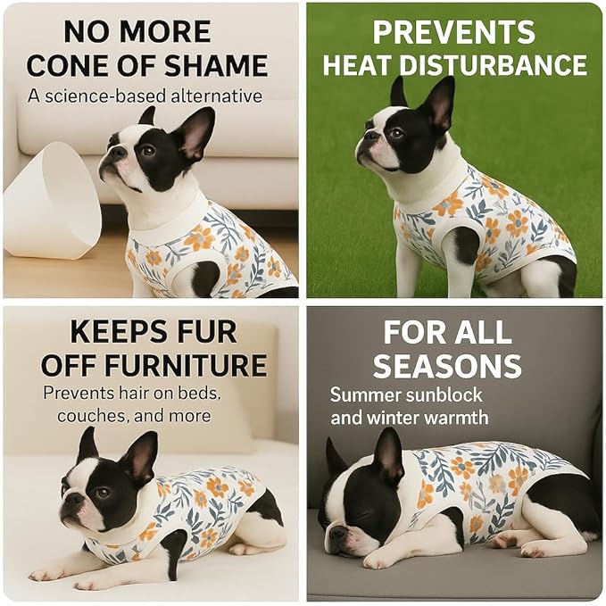 PetWarm Dog Spay Recovery Suit, Onesies for Dogs, Surgery Suit for Dogs Female After Spayed, Dog Cone Alternative After Surgery, Flower Pattern, Orange, XS