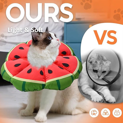 Avont Cat Cone Collar Soft, Adjustable Recovery E Collar Alternative for Cats Kittens Puppies, Elizabethan Neck Cone of Shame to Prevent Licking Biting After Surgery Protect Wounds -Melon(M)