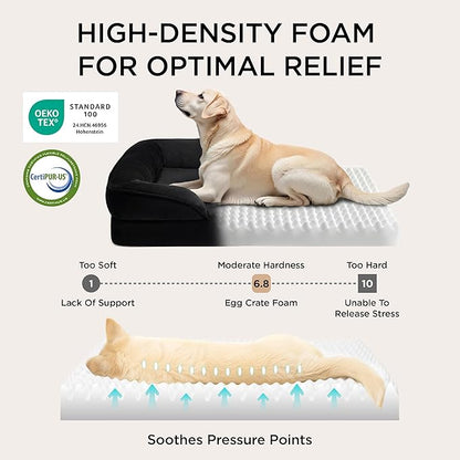Bedsure XL Orthopedic Dog Bed for Extra Large Dogs - Washable XLarge Dog Cat Bed Waterproof, Comfort Dogs Couch Sofa with Washable Removable Cover, Pet Bed with Nonskid Bottom, Black, 42"