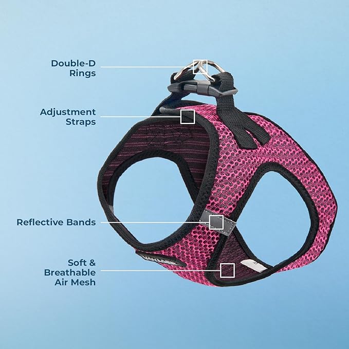 Best Pet Supplies Voyager Step-in Air Harness - All Weather Mesh, Reflective, No Pull Harness for Dogs, Cats - Secure with Hook & Loop Fastener, Buckle, Double D-Rings - Fuchsia 2-Tone, XS