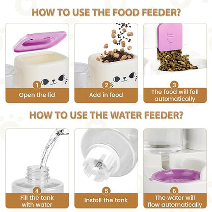 2-in-1 Gravity Pet Feeder & Water Dispenser for Cats Dogs - Large Capacity Cat Food Station with Water Bowl, Travel-Friendly (red)