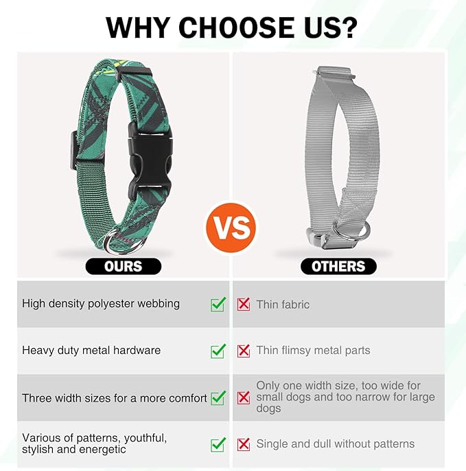 Dog Collar and Leash Set for Small Dogs, Adjustable Soft Puppy Collar with Quick Release Buckle, 5FT Heavy Duty Nylon Matching Leash for Boy Girl Chihuahua, Yorki, Bulldog, Green S