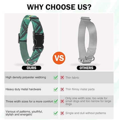 Dog Collar and Leash Set for Medium Dogs, Adjustable Soft Puppy Collar with Quick Release Buckle, 5FT Heavy Duty Nylon Matching Leash for Boy Girl Chihuahua, Yorki, Bulldog, Green M