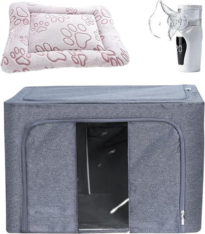 REDDOUDOU Pet Oxygen Chamber, Small Pet Incubator, Animal Nebulizer Box, Pets Delivery with Padded Cotton, Cat's Nest, Pets Nebulizer Accessories for Dogs, Cats, Puppies, Kittens(100L)