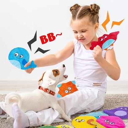 Squeaky No Stuffing Dog Toys 10 Pack,Crinkle Dog Toys for Small Medium Breed,Durable Plush Dog Toys,Cute Animal Stuffless Pet Toys,Interactive Puppy Teething Chew Toys for Entertaining