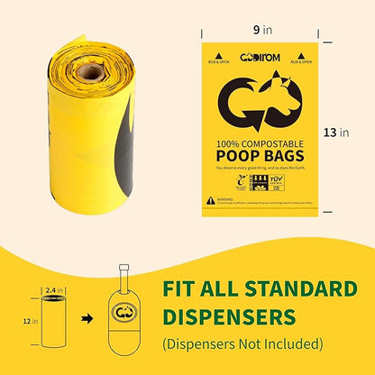 Certified 100% Home Compostable Poop Bags for Dogs, 270 Count Guaranteed Leak Proof and 18 Microns Extra Thick Waste Bag, 18 Rolls of Plant Based Doggie Poop Bag, No Scented with ASTM D6400 & EN13432