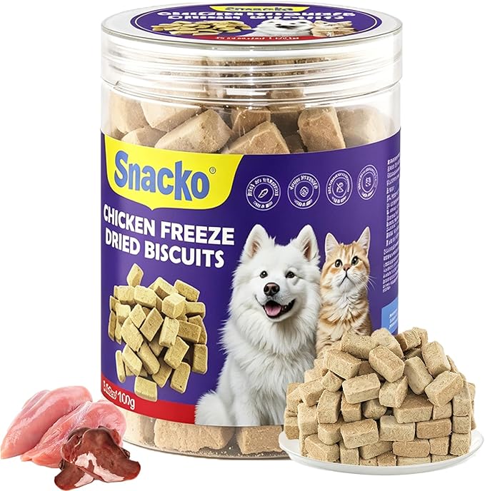 Snacko Freeze Dried Chicken Liver Cat Dog Treats Chicken Flavor Grain Free Healthy Bites Low Fat Puppy Kitten Training Reward