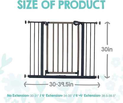 Regalo SAFETY 39" Extra Wide Wood Accent Baby Gate, Pressure Mount for Doorways & Bottom of Stairs, Babies, Toddlers & Pets, Ages 6–24 Months, TESTED & TRUSTED, AMERICAN DESIGNED, FAMILY OWNED
