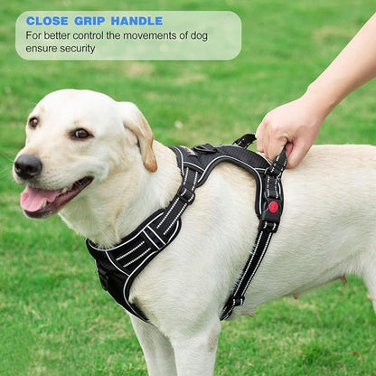 No Pull Dog Harness Adjustable Reflective Oxford Easy Control Medium Large Dog Harness with A Free Heavy Duty 5ft Dog Leash