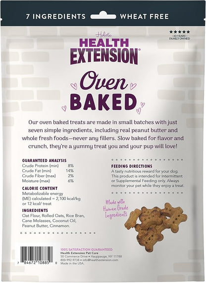 Health Extension Oven-Baked Dog Treats, Peanut Butter Recipe – Gluten & Wheat-Free, Superfood-Infused, Crunchy Biscuits for Puppy Training (2.25 lb)