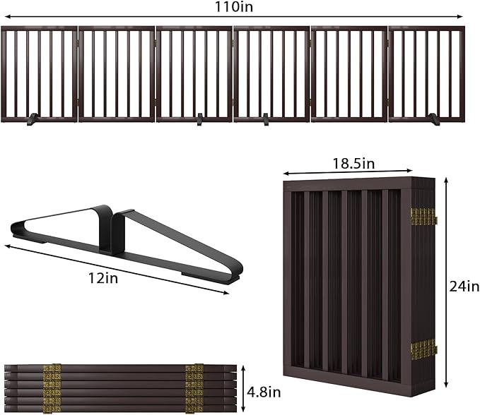 Freestanding Pet Gate 55-110" Extre Wide, Foldable Dog Gate for the Doorways House, Pet Gates for Dogs, Doogie Puppy Fence Gate