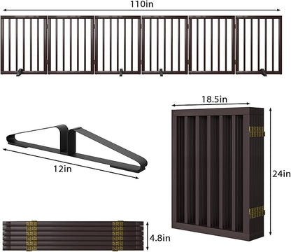 Freestanding Pet Gate 55-110" Extre Wide, Foldable Dog Gate for the Doorways House, Pet Gates for Dogs, Doogie Puppy Fence Gate