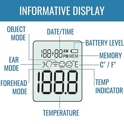 HealthSmart Talking Infrared Ear & Forehead Thermometer, No Probe Covers Needed, Visual Fever Alarm, Audio Readings in English & Spanish, Instant Scan