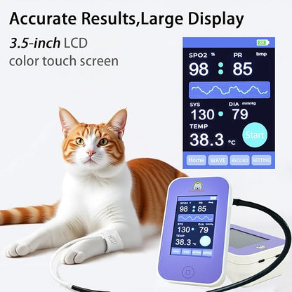 Veterinary Monitor: Pets Vital Signs of spo2,Pulse Rate,Temperature and Blood Pressure Monitoring Dog or cat Blood Pressure Color Touch Screen Monitor