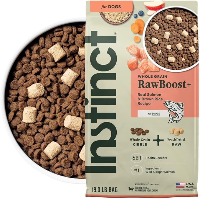 Instinct RawBoost, Natural Dry Dog Food with FreshDried Raw, Whole Grain Recipe - Real Salmon & Brown Rice, 19 lb. Bag