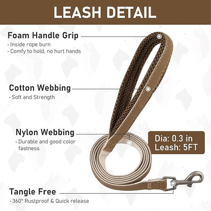 GAMUDA Small Pet Harness Collar and Leash Set, Step in No Chock No Pull Linen Fabric Soft Mesh Dog Vest Harnesses Reflective for Dogs Puppy Cats Kitten Rabbit (Brown, XL)