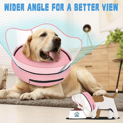 Elevated Inflatable Dog Cone Collar Alternative After Surgery, Dog Donut Collar, Soft Pet Cone to Stop Licking for Small Medium Large Dogs