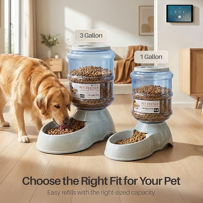 Flexzion Gravity Pet Feeder Food Dispenser (4-6 lb Size) for Dogs Cats Automatic Replenish Dry Food Storage Container Bowl for Small Medium Breed Dog Cat Animal Feeding Watering Fountain Supplies