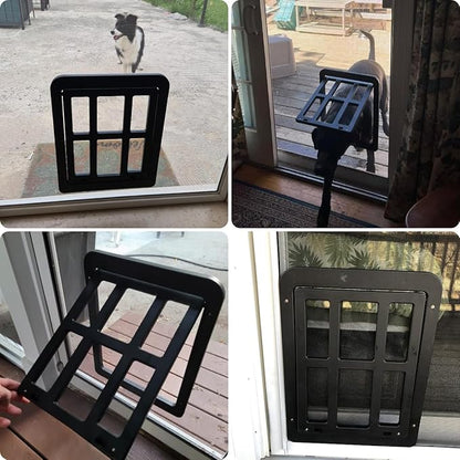 PETLESO Dog Door for Sliding Door, Lockable Dog Screen Door with Magnetic Closure Easy Install Pet Door for Dogs Cats, 11.2"x14.4" Black